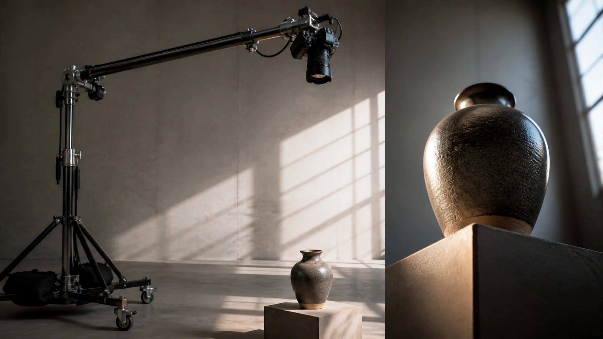 Product photographed from a top down overhead view and a low upward angle side by side