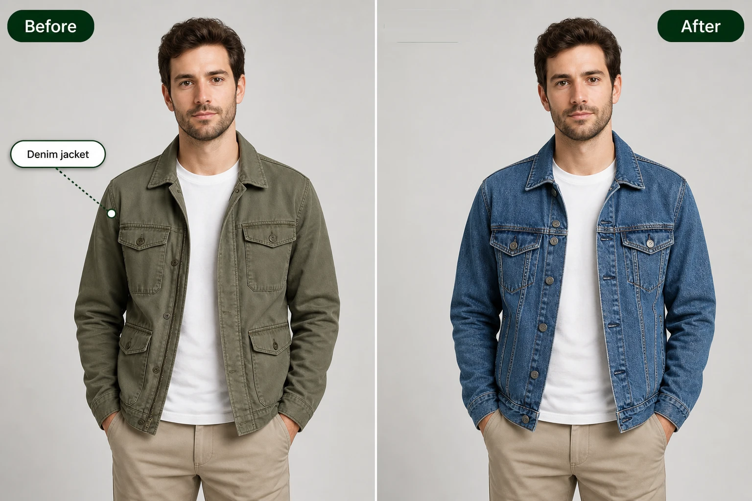 Clicked jacket area with a comment box describing a color change
