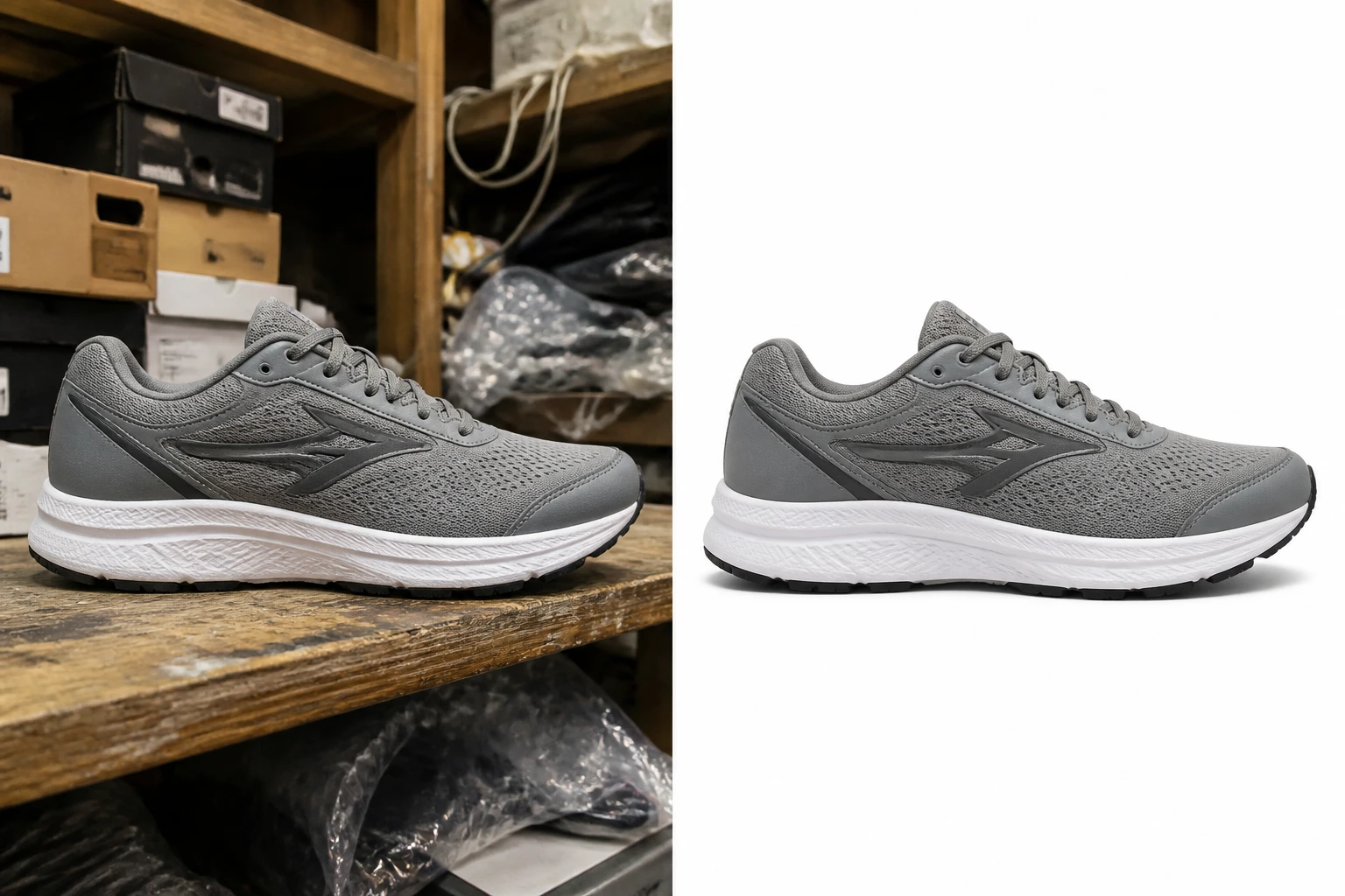 Sneaker product photo with background removed to transparent PNG