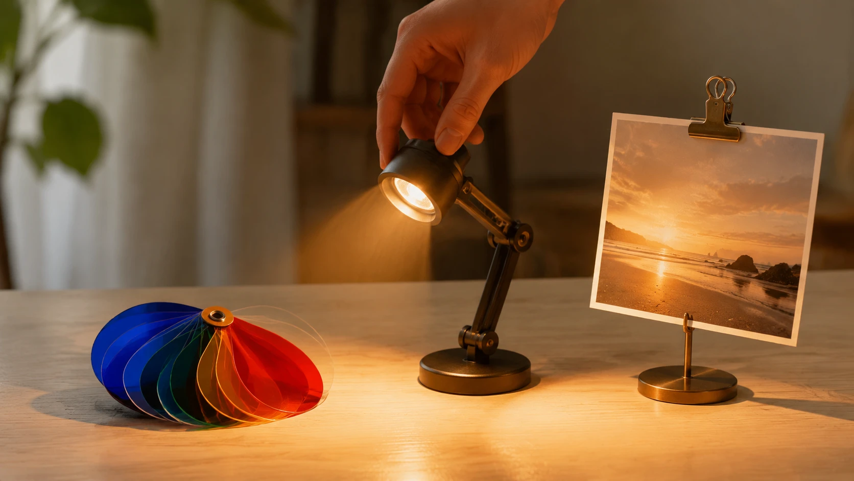 Preset lights, manual light placement, and a reference image control shown side by side