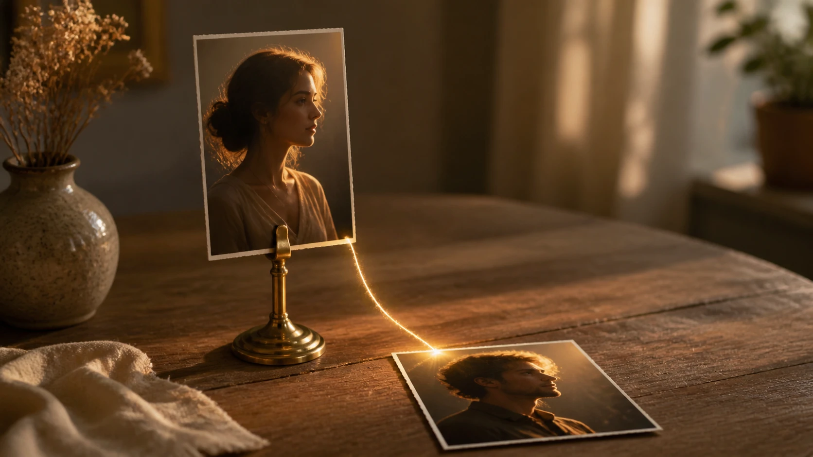 A reference photo and a user photo relit to match the same lighting look