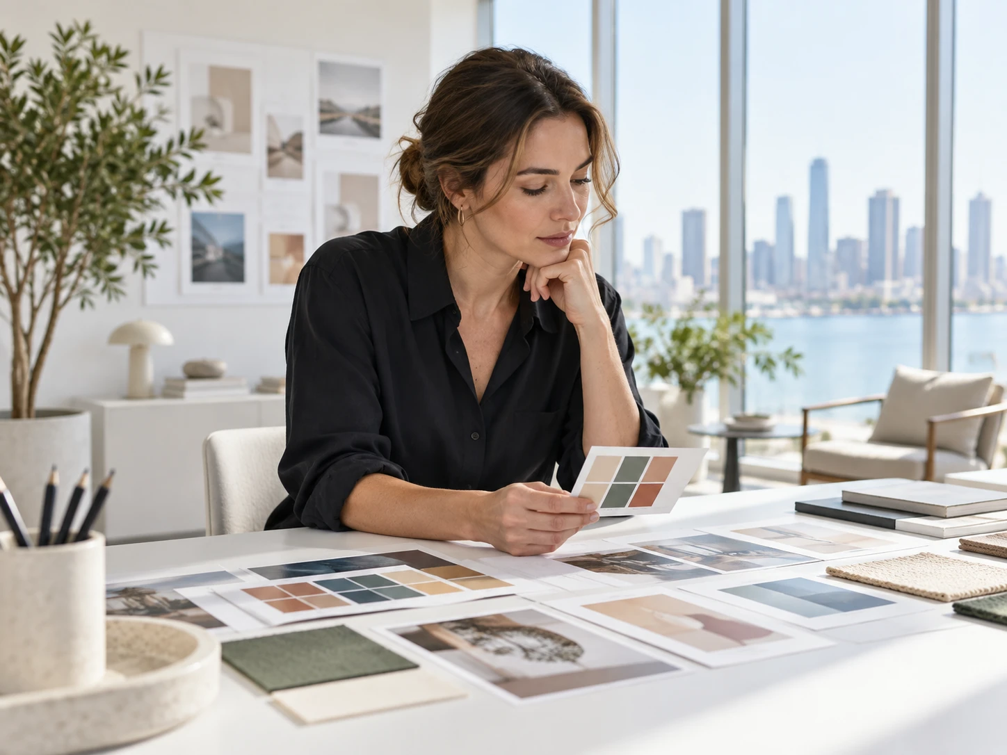 Marketing designer adjusting graphics for website banners and ad campaigns